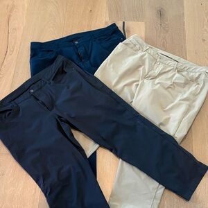 3 pairs of lululemon Men's pants blue, Khaki, 40